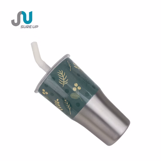 Tasse à café en acier inoxydable 304 à double paroi avec motif personnalisé et logo de 410 ml avec gobelet à paille thermos tasses thermos pour la vie quotidienne