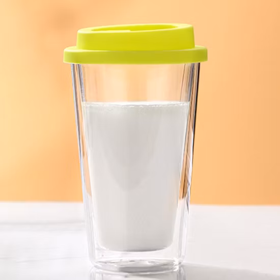 350 ml (12 oz) tasse à thé en verre à double paroi tasse à café tasse à café en verre avec couvercle