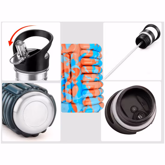 Bouteille d'eau de sport de 450 ml/15 oz avec couvercle rabattable anti-fuite - Respectueux de l'environnement - Indispensable pour la salle de sport, le yoga, la course, l'extérieur, le cyclisme